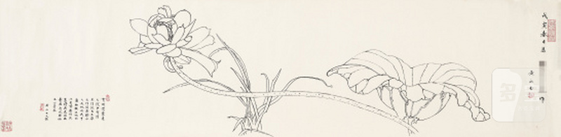 黄永玉 1924-2023 白描荷花 - 图1